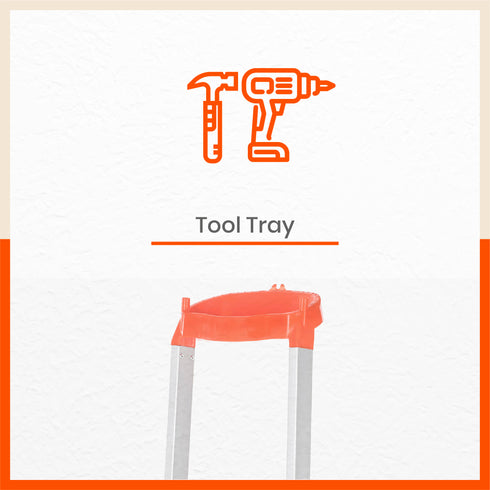 Bathla Elevate 5-Step Foldable Aluminium Ladder For Home with Tool Tray (Orange)